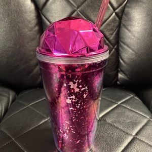 Glitter Gem Top 16 oz Tumbler With Straw.